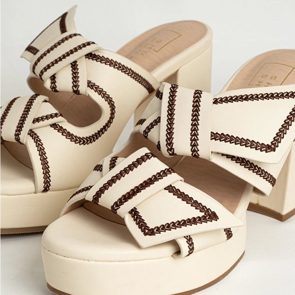 ShuShop Cream and Brown Women's Platform Sandals - Picture 7 of 8